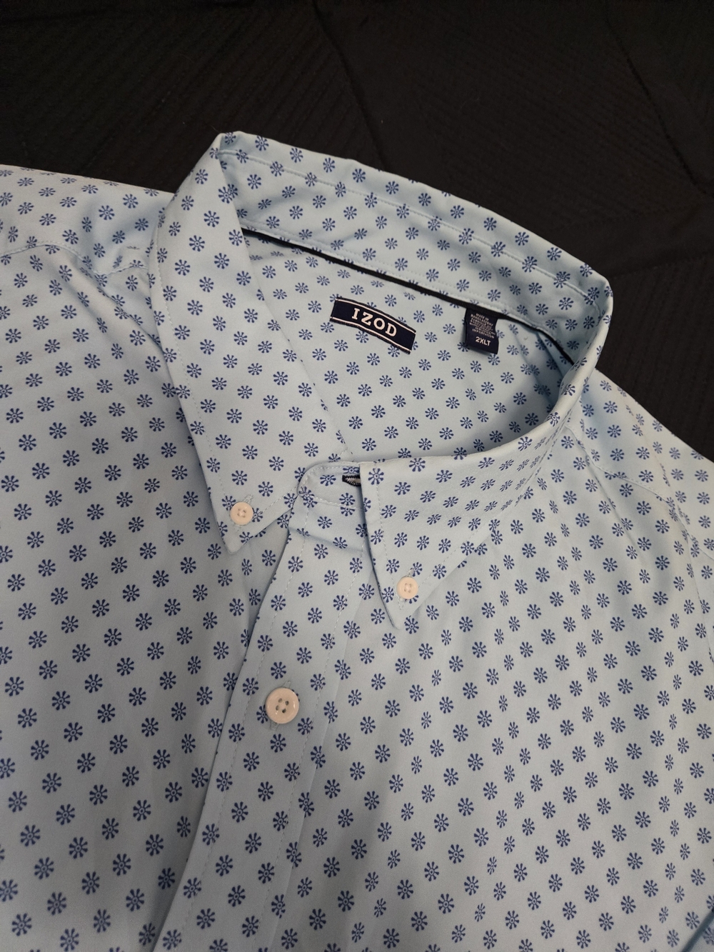 Izod Blue Button-Down Shirt with Navy Floral Motif Lightweight 2XLT #624